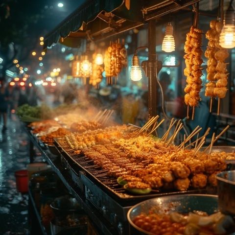 曼谷夜市探秘:缤纷图片大放送