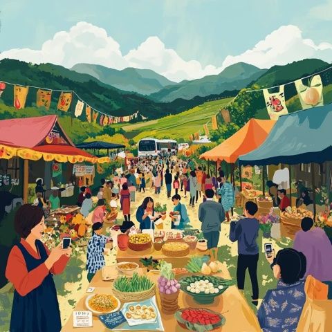 游客在大余丫山生态园体验地道客家美食制作,感受传统文化乐趣
