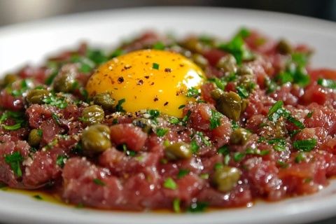 挑战味蕾极限:法国经典生食牛肉料理他他牛肉 Steak Tartare
