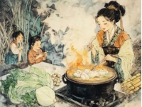 工笔画中的毛笔字：美食文化的艺术展现
