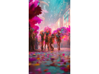 漫步在曼谷火车头夜市的人潮中，空气中弥漫着热带水果的甜香,霓虹灯光下