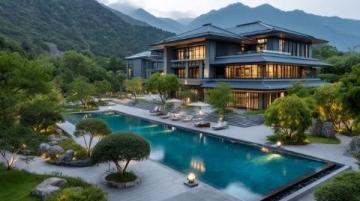 金寨蔚蓝海岸度假山庄在安徽省六安市金寨县油坊店乡龚冲村，有一处度假胜地——