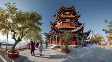 春雪装点下的景州塔广场
