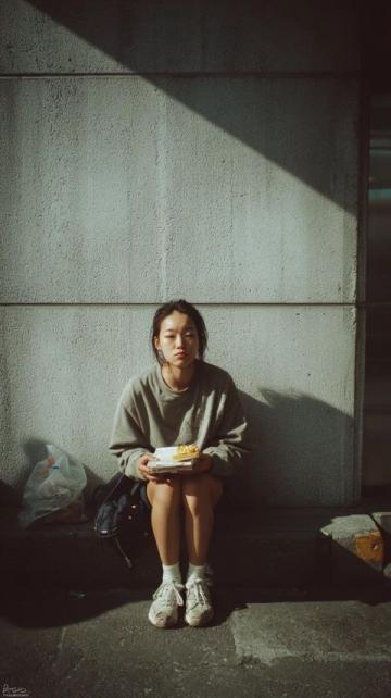 女孩路边吃炒饭遇到流浪汉,她的反应温暖人心