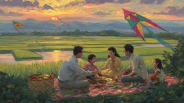 锦绣川河堤上的春日野餐记