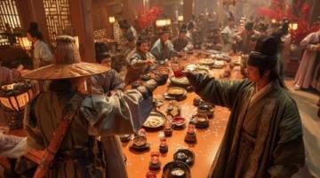 红楼梦第四十一回：刘姥姥与林黛玉、司马相如等人一同用餐时饮酒。