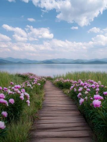桃花湖度假水域风光,风格文案任你挑选