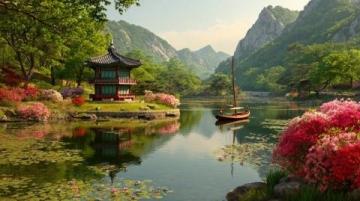 桃花湖度假水域风光,风格文案任你挑选