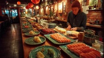 深夜美食特辑：外国友人大胆尝试脆皮肘子与青龙刺身