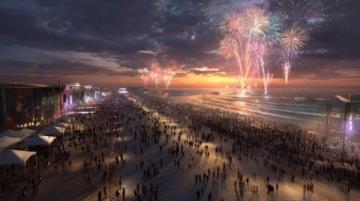2025年跨年夜 海滨成热门聚集地 年轻人尽情畅歌。