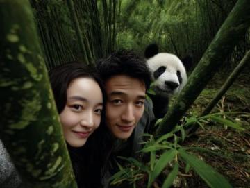 当尚雯婕与姐妹们饶有趣味地展开关于大熊猫的讨论时，只有何洁没有搭话