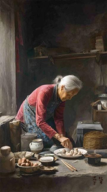 清晨五点的乡村美味:奶奶亲手制作葱油饼与羊棒骨汤