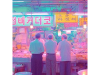 夜幕低垂，龙祥美食街渐渐披上了它独有的璀璨外衣,霓虹灯交织成一幅幅绚丽的画卷
