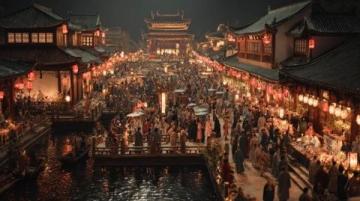 夜晚的汕头:华侨公园海滨长廊灯火璀璨,人流不息