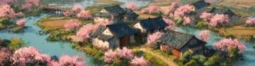 南京桥下长白岛桃林春日盛景
