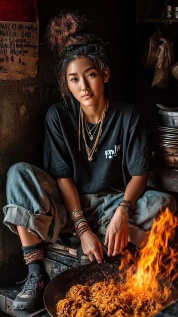 女孩路边吃炒饭遇到流浪汉,她的反应温暖人心