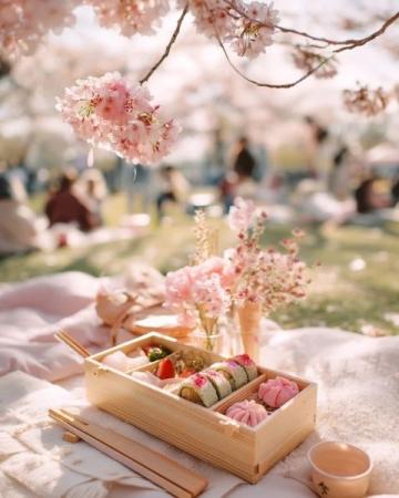 野餐调色盘用零食泼洒夏日的莫奈花园