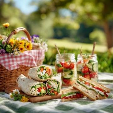 野餐调色盘用零食泼洒夏日的莫奈花园