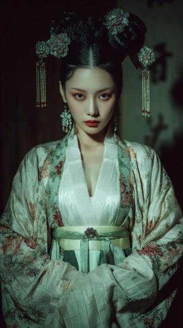 鲍蕾母女三人古装写真颜值爆表，贝儿简直是陆毅翻版！网友们都在讨论这对母女的五官和身材。
