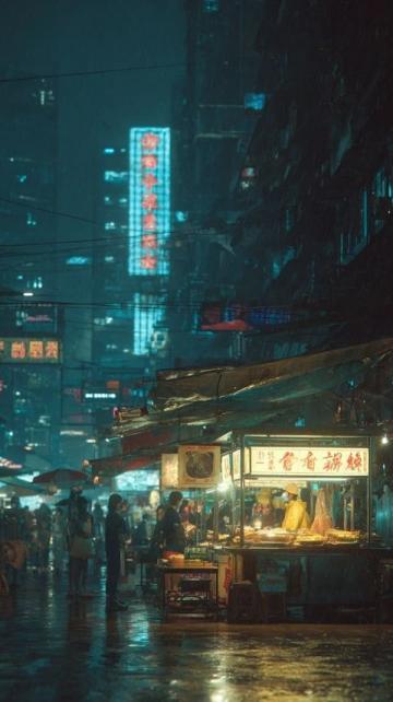 夜幕低垂,龙祥美食街渐渐披上了它独有的璀璨外衣,霓虹灯交织成一幅幅绚丽的画卷