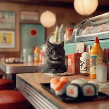 海口卡帕多奇亚餐厅的银渐层萌猫