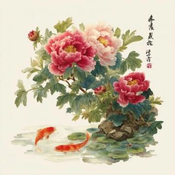 刘晓君牡丹画作赏析：国香、紫云图与荷塘韵色