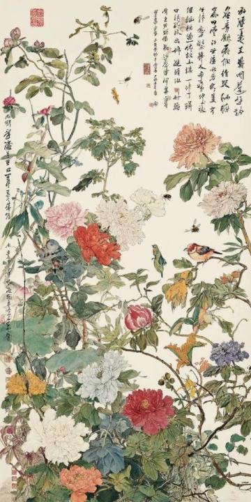 刘晓君牡丹画作赏析：国香、紫云图与荷塘韵色