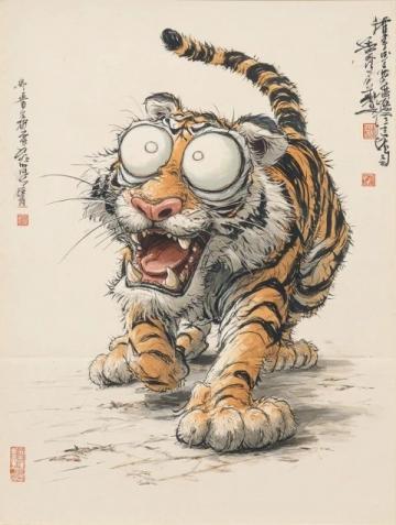 清朝姚墅乡民在山上突遇老虎,虎一个剑步扑倒了他,利爪抓伤脸颊血流不止