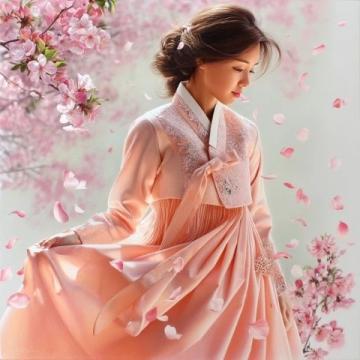 春风吹拂,杏花烂漫绽放